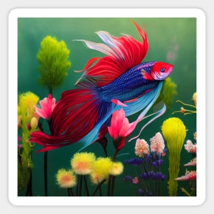 Betta fish in flowers 2 Sticker